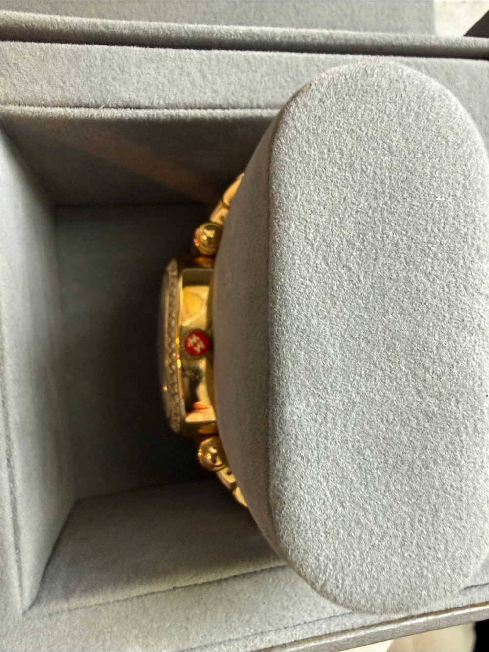 Michele Gold-Tone Diamond Bezel Mother-of-Pearl Dial Women's Watch - Picture 9 of 9
